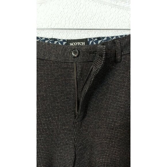 Scotch & Soda Amsterdam Brown Houndstooth Pants Size 33/32 Women's Dress Slacks - Picture 6 of 14